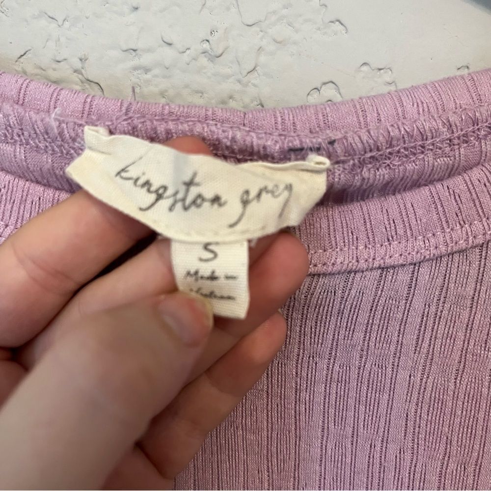 Kingston Grey Pastel Purple Cropped Fitted T-Shirt with Ruched Sides - Picture 7 of 9